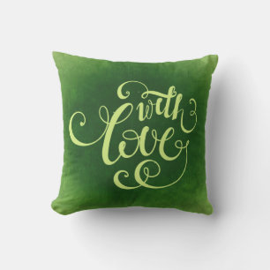 D'extérieur Élégant Vert avec amour Saint Valentin Coussin