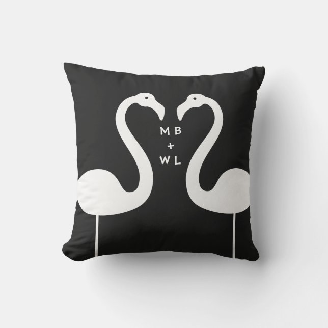 D'extérieur Flamants roses de baiser Monogramme Coussin extéri (Recto)