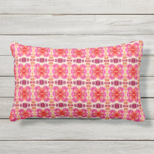 D'extérieur Fleurs roses Abstraites Coussin Lumbar extérieur