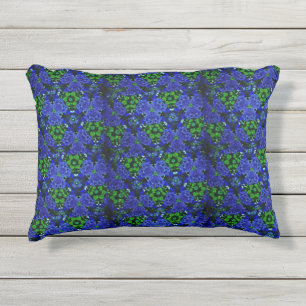 D'extérieur Kaleidoscope en fleurs bleues Coussin extérieur 12