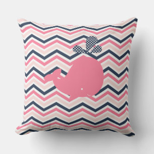 D'extérieur Ocean Animaux Baleine rose Chevron Coussin extérie