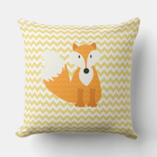 D'extérieur Renard orange sur Chevron jaune Coussin extérieur