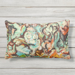 D'extérieur Tableau original Abstrait Lumbar Coussin extérieu