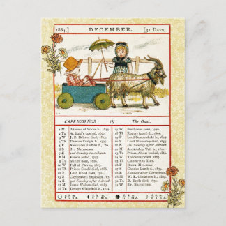 Dezember 1884 Almanac. Capricorn, die Ziege Postkarte