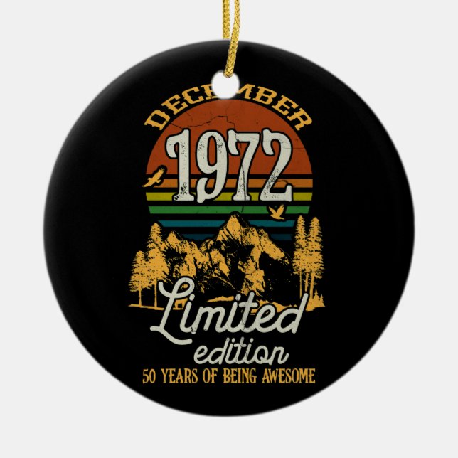 Dezember 1972 Sonnenuntergang 50 Jahre alt 50. Geb Keramik Ornament (Vorne)
