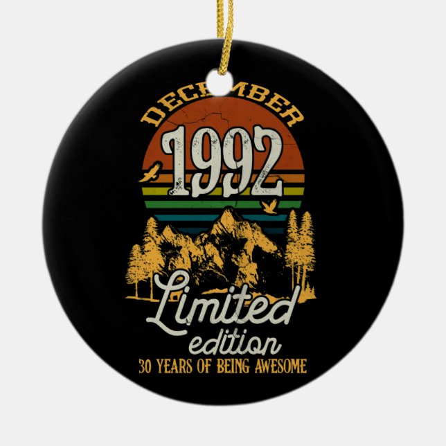 Dezember 1992 Sonnenuntergang 30 Jahre alt 30. Geb Keramik Ornament (Vorne)