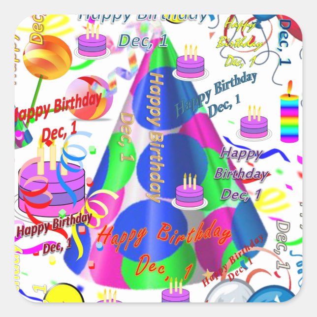 Dezember, 1 Kindergeburtstag Stickers (Vorderseite)