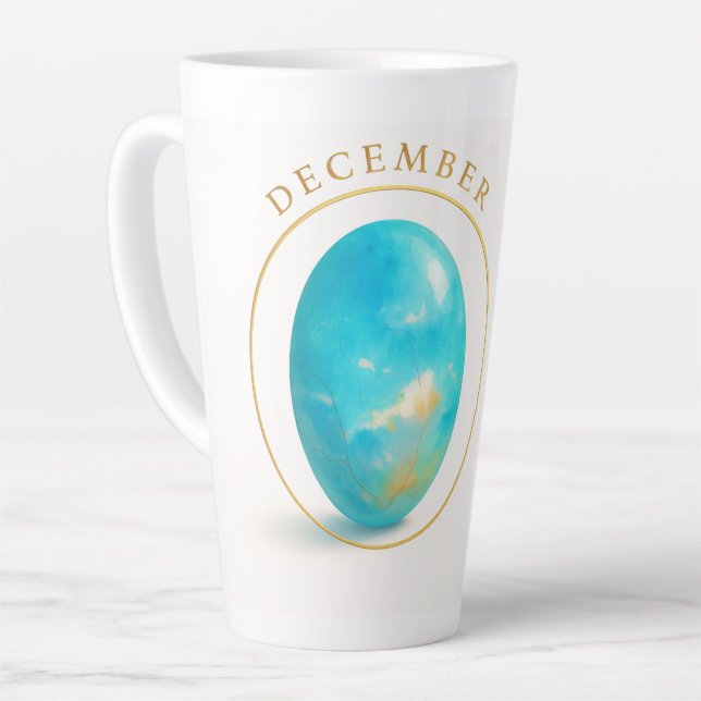 🔹 Dezember Birthstone Magic - Blue Topaz Crystal Milchtasse (Linke Ecke)