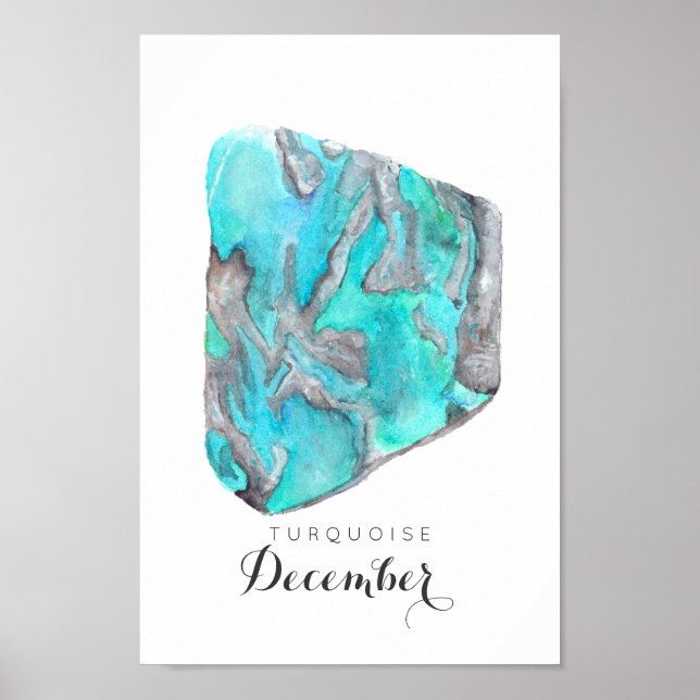 Dezember Birthstone Türkis Wasserfarbe | Poster (Vorne)
