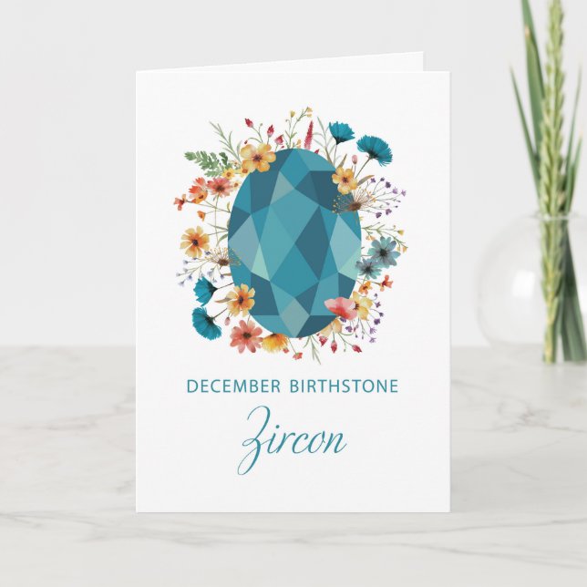 Dezember Birthstone Zircon Birthday Wildblumen Karte (Vorderseite)