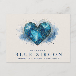 Dezember Blaue Zirkon-Herz-Geburtsstein Postkarte