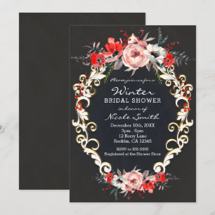Dezember Brautparty Holry Berry Floral Einladung