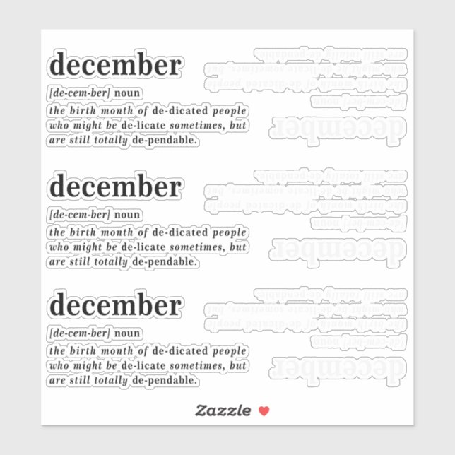 Dezember Definition Geburtstag Aufkleber (Blatt)
