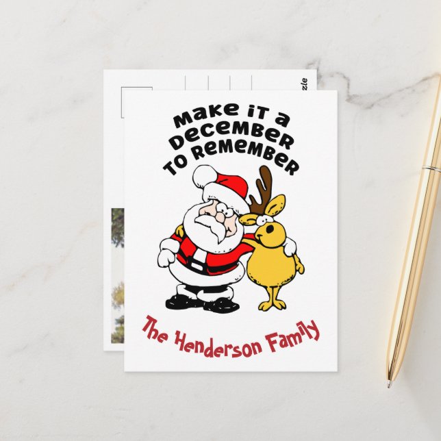 Dezember Erinnerung an Weihnachts-Postkarte Postkarte (Vorderseite/Rückseite Beispiel)