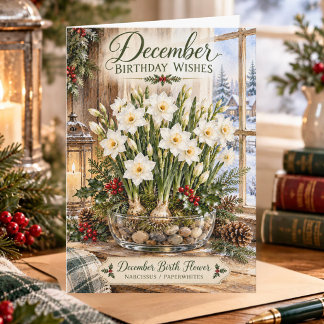 Dezember-Geburtsblume Paperwhite-Narzisse Geburtst Karte
