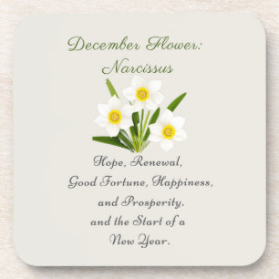 Dezember Geburtsmonat Blume Narcissus Elegante Getränkeuntersetzer