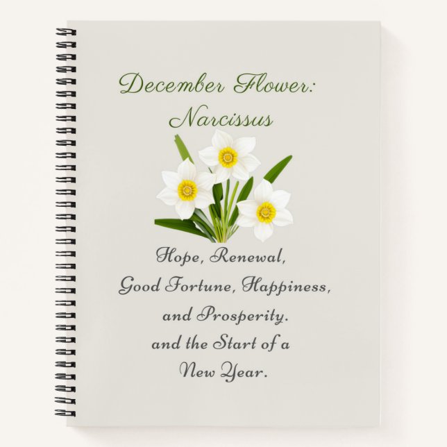 Dezember Geburtsmonat Blume Narcissus Elegante Notizbuch (Vorderseite)