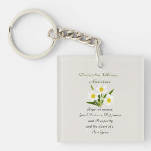Dezember Geburtsmonat Blume Narcissus Elegante Schlüsselanhänger