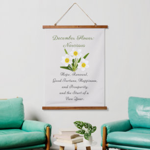 Dezember Geburtsmonat Blume Narcissus Elegante Wandteppich Mit Holzrahmen