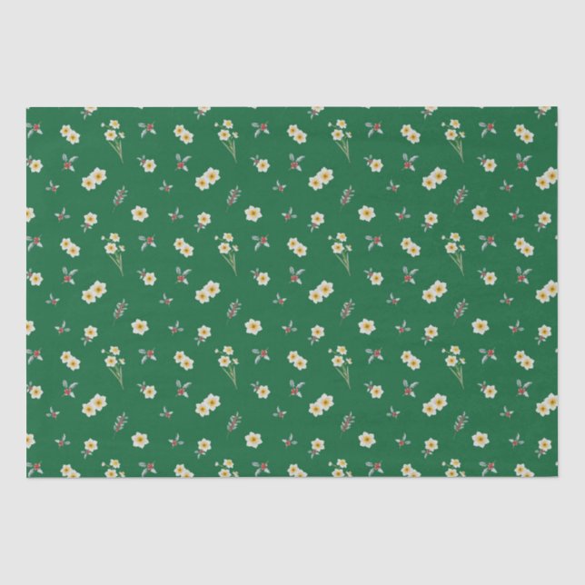 Dezember Geburtsmonat Blume Narcissus Holly Seidenpapier (Vorderseite)