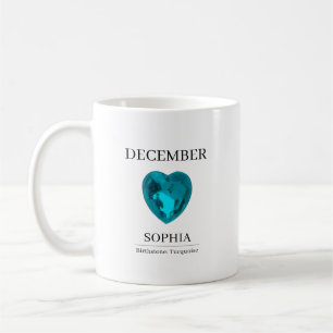Dezember-Geburtsstein-Geburtstagsname Türkis Kaffeetasse