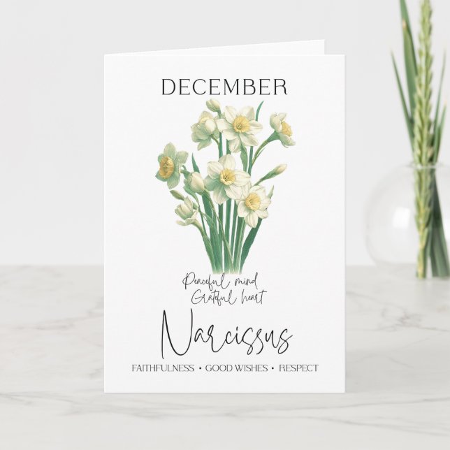 Dezember Geburtstag Monat Blume Narcissus Karte (Vorderseite)