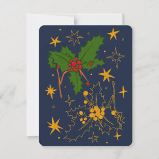Dezember Geburtstagskarte (Holly) Feiertagskarte