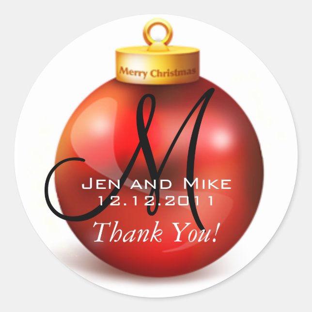 Dezember Hochzeit Danke Ihnen Stickers (Vorderseite)