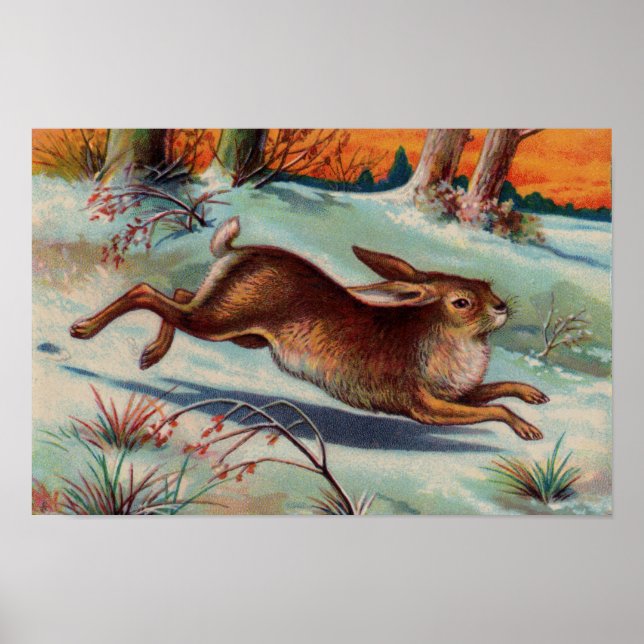 Dezember-Kaninchen-kleines Plakat (Vorne)
