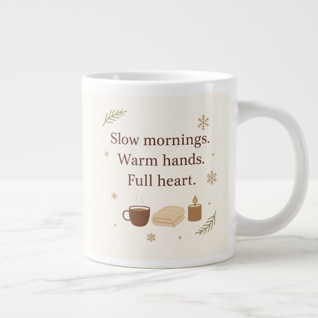 Dezember Morgen | Langsame Morgen. Warme Hände.  Jumbo-Tasse (Rechts)