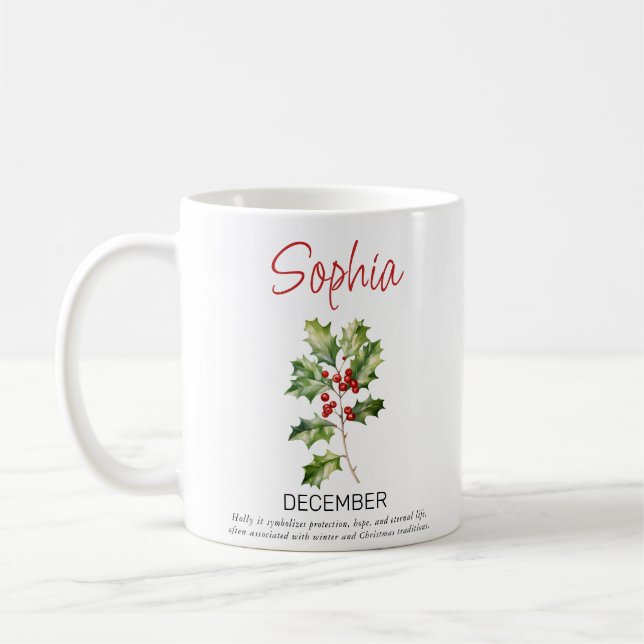 Dezember Personalisierte Birth Blume Kaffee Tasse (Links)