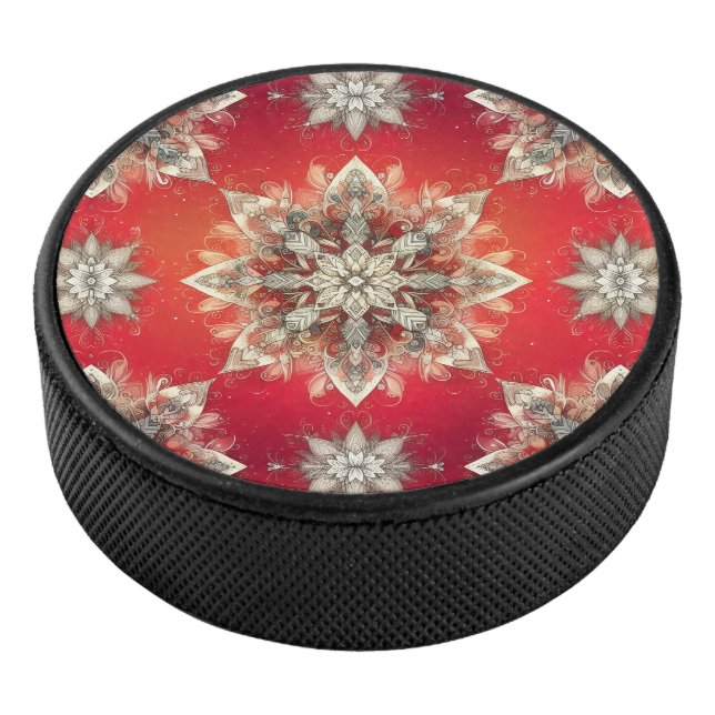 Dezember-Schneeflocken Eishockey Puck (3/4)