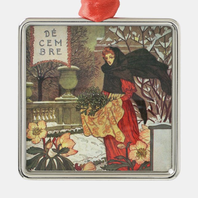 Dezember Silbernes Ornament (Vorne)