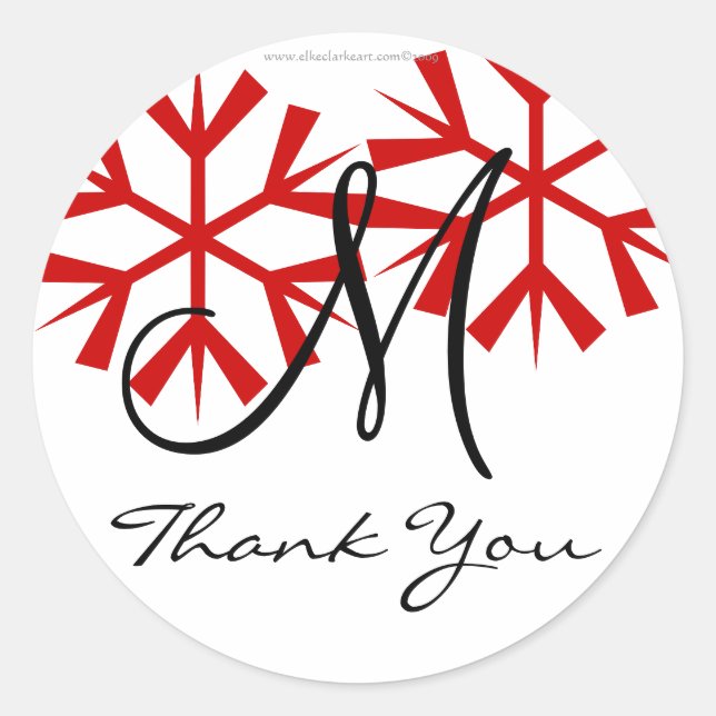 Dezember Wedding Monogram M Danke Siegel Runder Aufkleber (Vorderseite)
