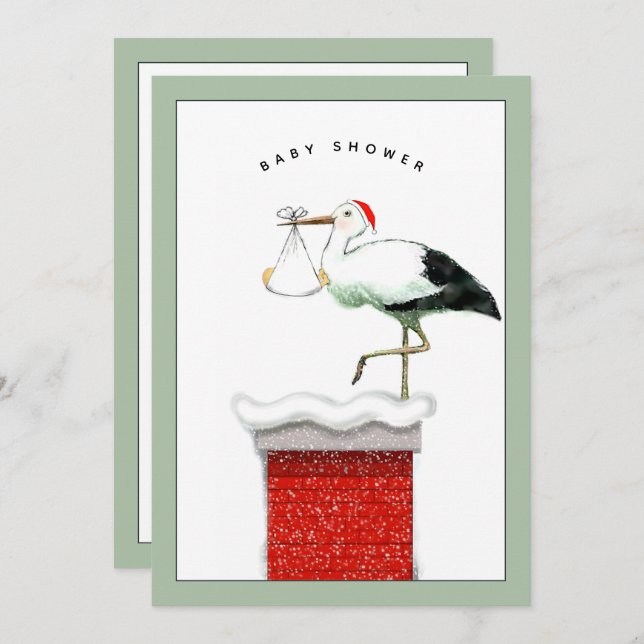 Dezember Weihnachtsdusche Einladung (Vorne/Hinten)