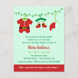Dezember-Weihnachtsmann-Baby-Shower-Einladungen Begleitkarte
