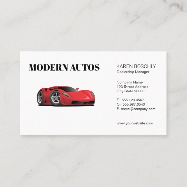 Dezentralisierung | Red Sports Car | Auto Visitenkarte (Vorderseite)