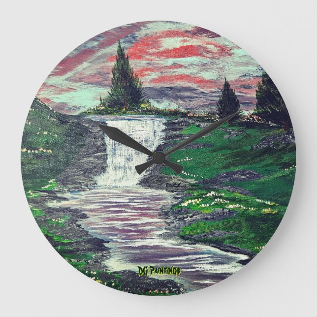 DG-Gemälde Pine Valley Wasserfall  Große Wanduhr (Vorderseite)