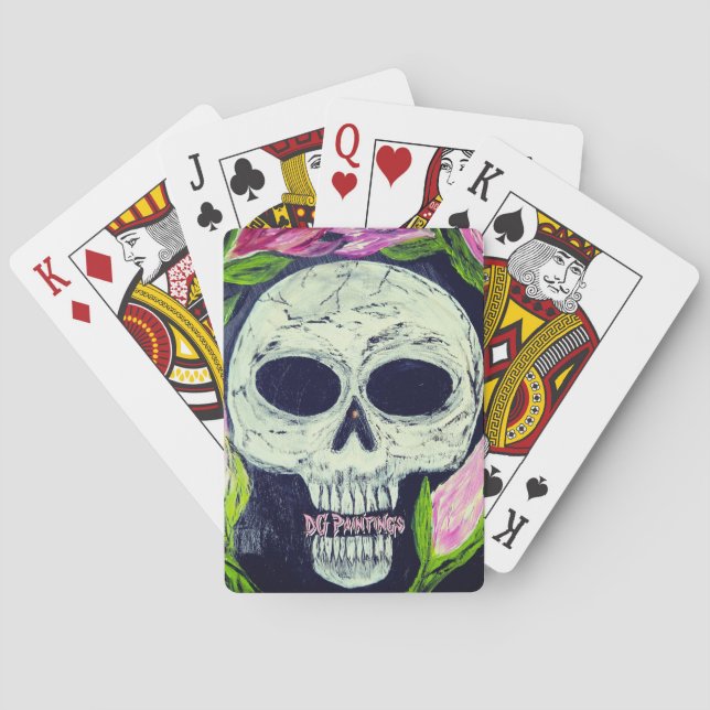 DG-Gemälde Totenkopf-Blume  Spielkarten (Rückseite)