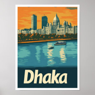 Dhaka Bangladesch Kunst Vintage Reiseillustration Poster