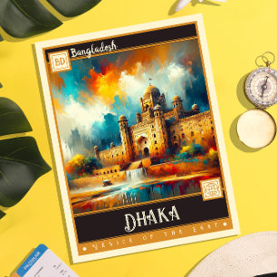 Dhaka, Bangladesch   Vintage-Gemälde Postkarte