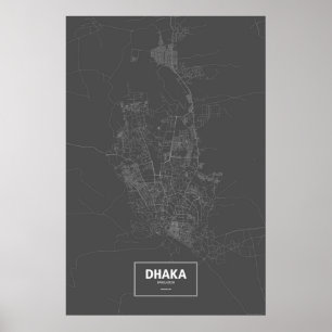 Dhaka, Bangladesch (weiß auf schwarz) Poster