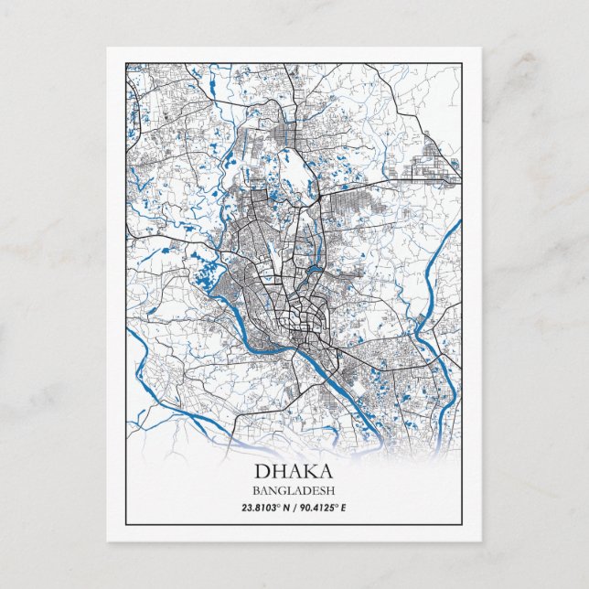 Dhaka Bangladesh City Karte Einfache Minimal (Vorderseite)