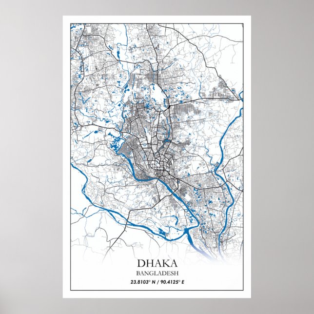 Dhaka Bangladesh City Karte Einfache Minimal Poster (Vorne)