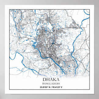 Dhaka Bangladesh City Karte Einfache Minimal Poster
