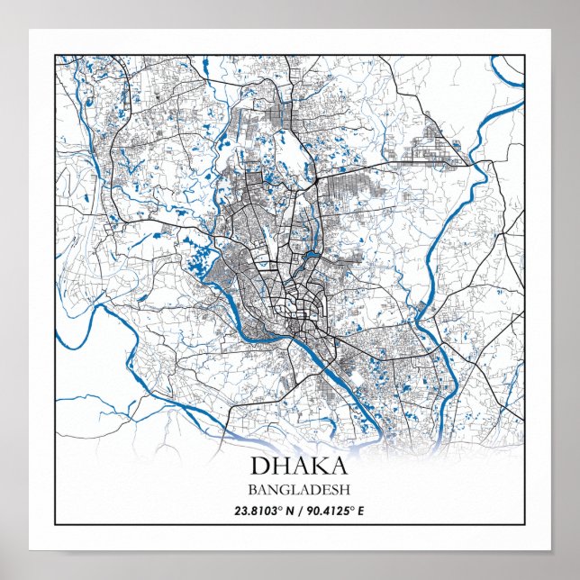 Dhaka Bangladesh City Karte Einfache Minimal Poster (Vorne)