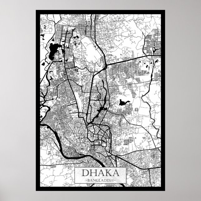 Dhaka Bangladesh Map Poster (Vorne)