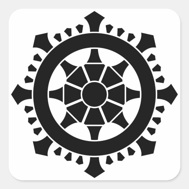 Dharma chakra quadratischer aufkleber (Vorderseite)