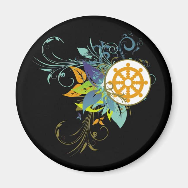 Dharma Wheel Floral Magnet (Vorne)