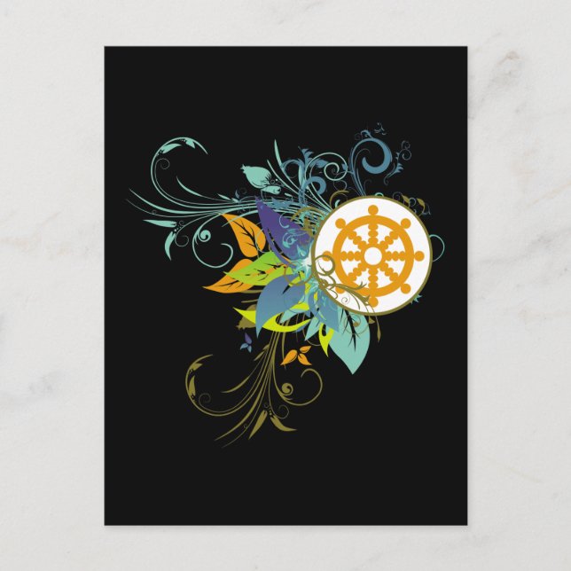 Dharma Wheel Floral Postkarte (Vorderseite)